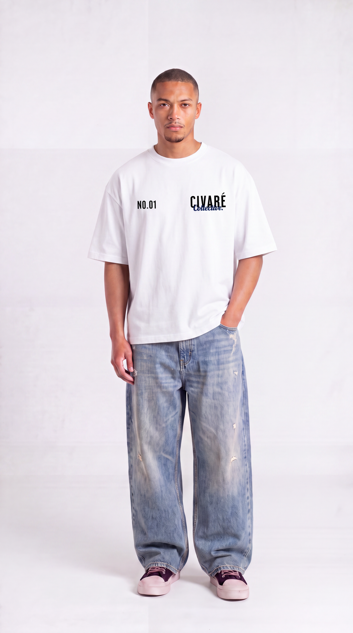 Collective Tee NO.01 - White/Navy Blue