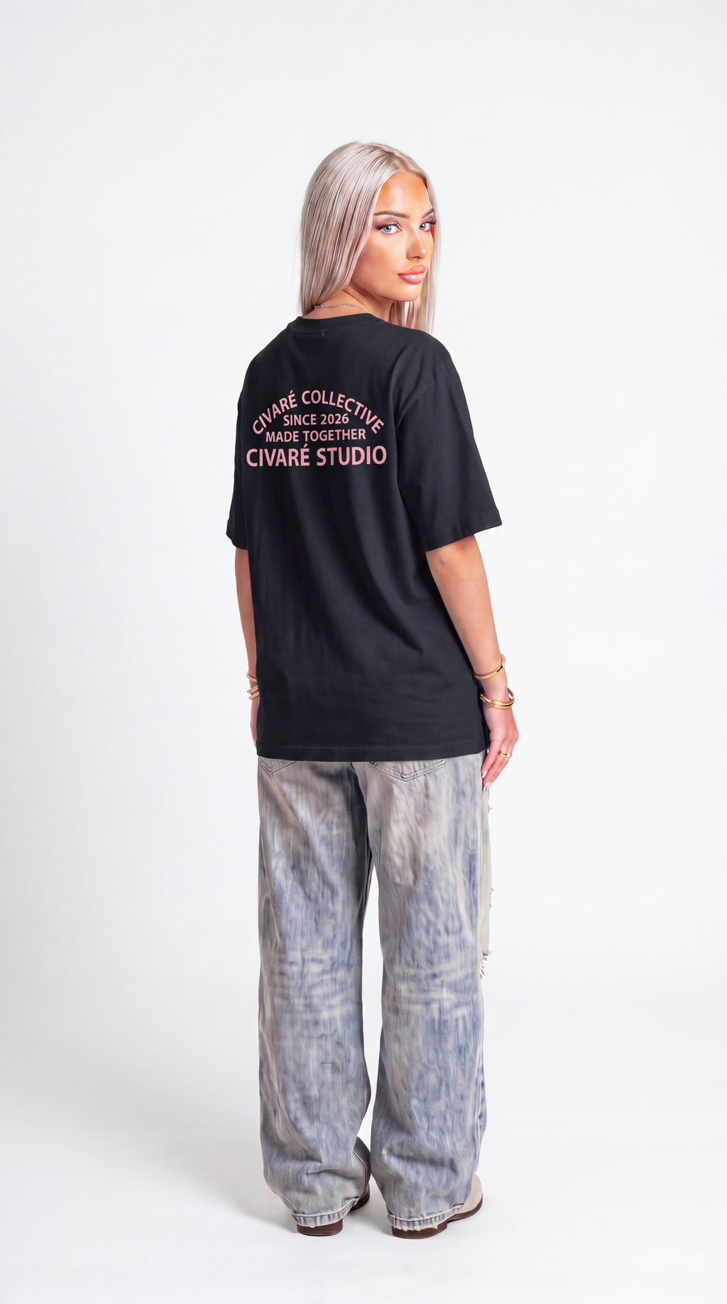 Civaré Studios tee - Black/Pink